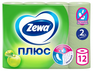Туалетная бумага Зева Плюс 2слоя,12 рулон Яблоко