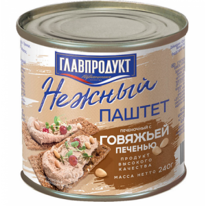 Паштет нежный с говяжьей печенью Главпродукт 240г