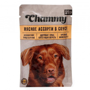 Корм консервированный для собак Chammy мясное ассорти в соусе, 85 г