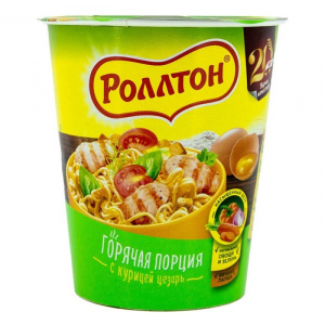 Лапша яичная б/п с курицей цезарь Роллтон стакан 70г