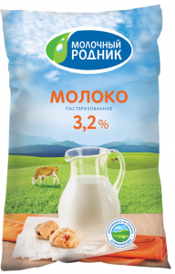Молоко пастеризованное Молочный Родник 3,2% 900мл