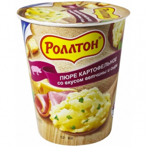 Пюре картофельное б/п со вкусом ветчины и сыра Роллтон стакан 55г