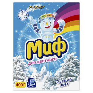 Стиральный порошок "Миф Морозная Свежесть Био+Кислород", ручная 400 г