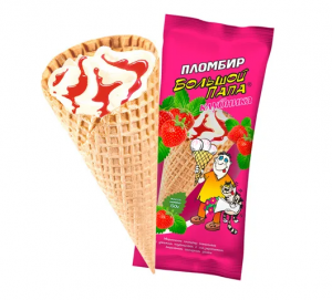 Рожок Большой Папа клубника, 130г