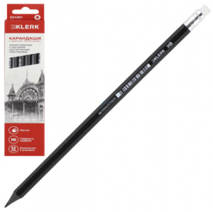 Карандаш НВ заточенный с ластиком KLERK 1шт