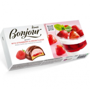 Десерт Bonjour Souffle вкус клубника со сливками 232г