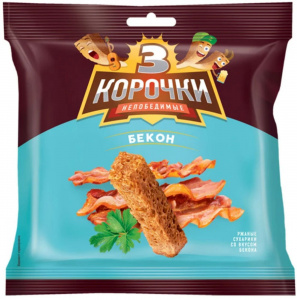 Сухарики Три корочки ржаные бекон 100г