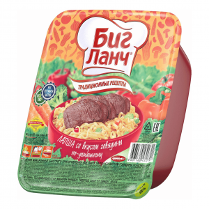 Лапша б/п Биг Ланч со вкусом говядина,грибы,зелень 90г ведро
