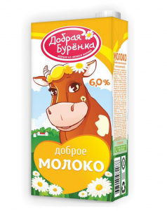 Молоко ультрапастеризованное Добрая Буренка 6% 950мл ТБА
