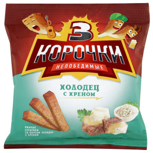Сухарики Три корочки ржаные холодец с хреном 40г