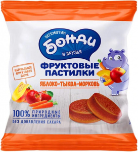 Фруктовые пастилки Бонди Яблоко-тыква-морковь, 30г
