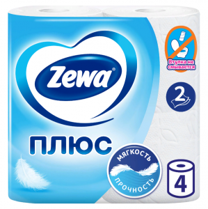Туалетная бумага Zewa 2 слоя, 4 рулона белая