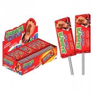 Жевательная конфета Зазуага с татуировкой на палочке Клубника 11,2г